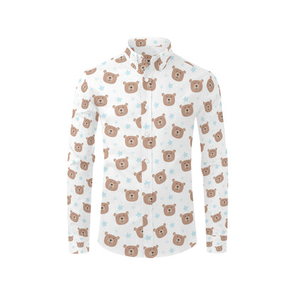 Bear Pattern Print Design BE02 Men's Long Sleeve Shirt