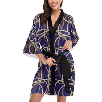 Rope Pattern Print Design A01 Women's Short Kimono