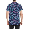 Feather Aztec Design Print Men's Short Sleeve Button Up Shirt