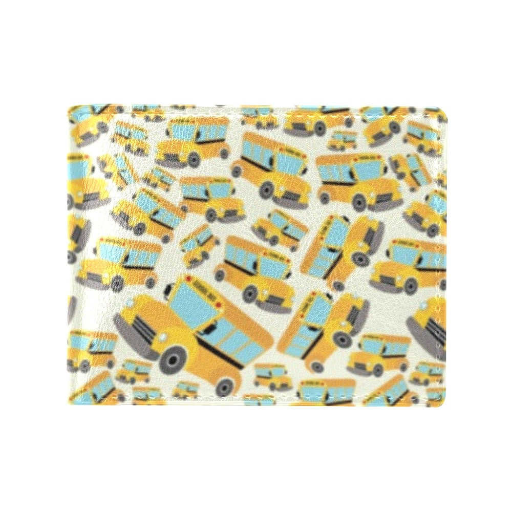 School Bus Print Design LKS301 Men's ID Card Wallet