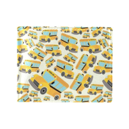 School Bus Print Design LKS301 Men's ID Card Wallet