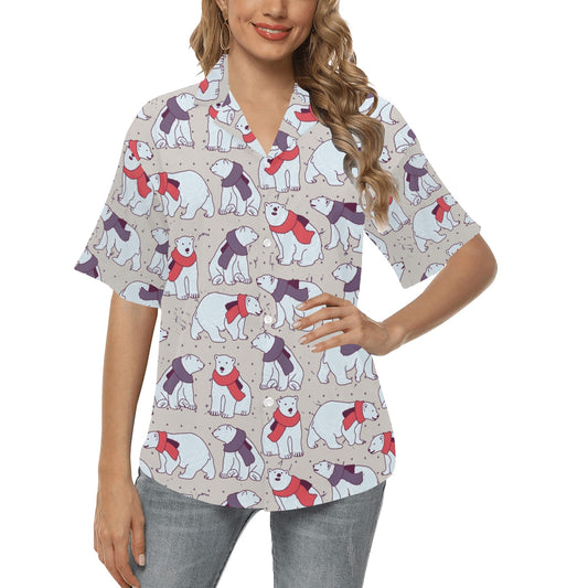 Polar Bear Pattern Print Design PB04 Women's Hawaiian Shirt