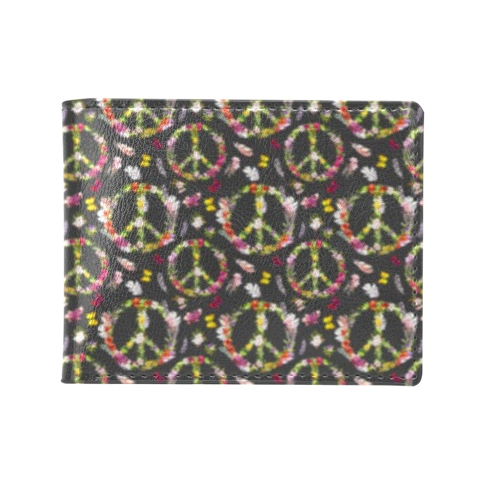 Peace Sign flowers Design Print Men's ID Card Wallet