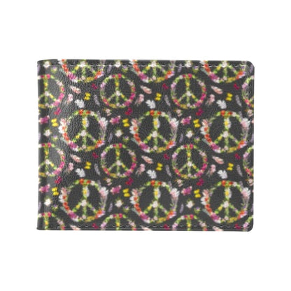 Peace Sign flowers Design Print Men's ID Card Wallet