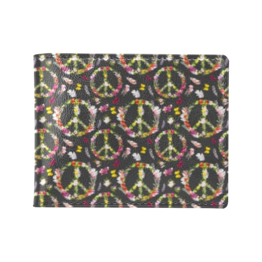 Peace Sign flowers Design Print Men's ID Card Wallet