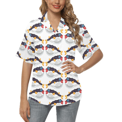 Fugu Pattern Print Design 03 Women's Hawaiian Shirt