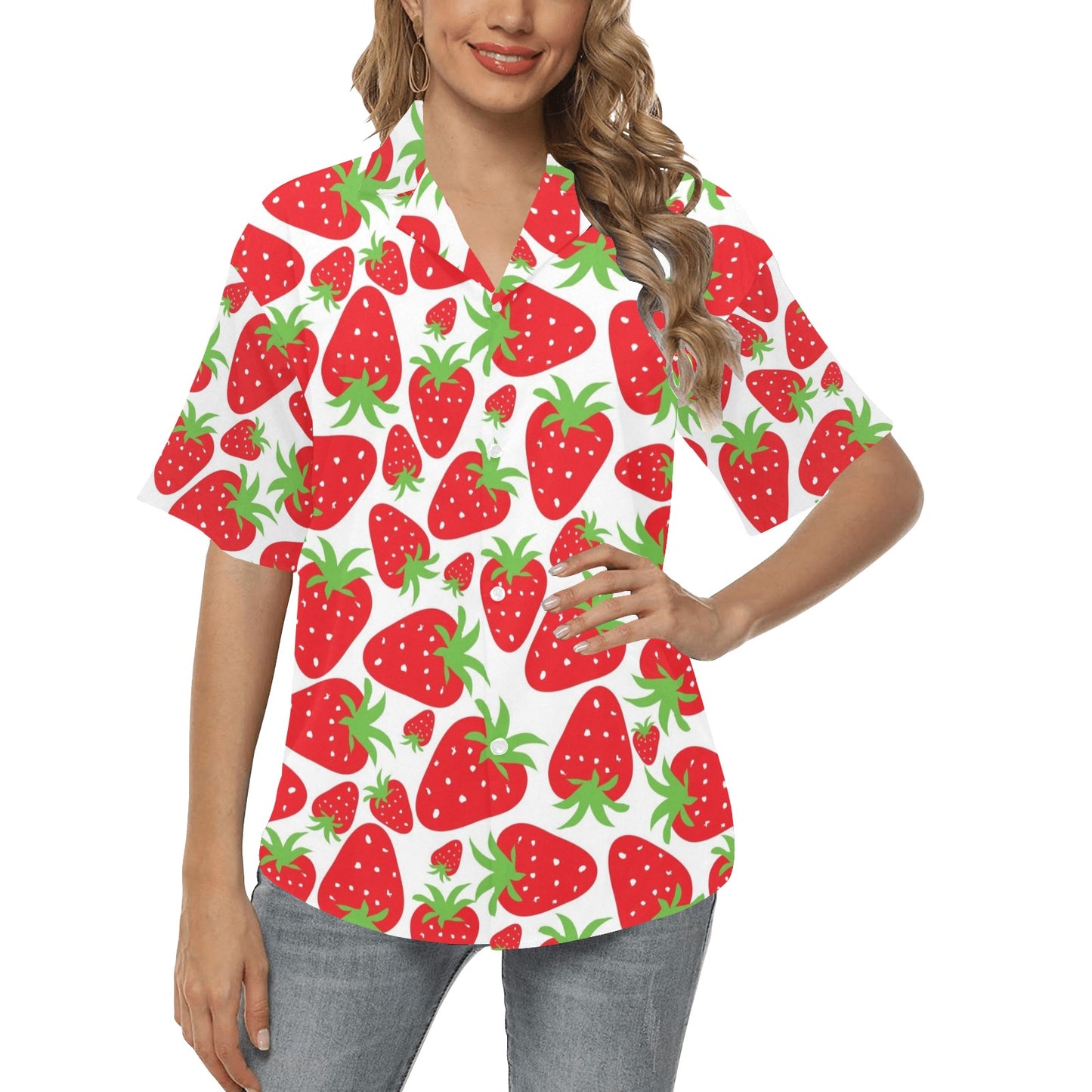 Strawberry Pattern Print Design SB01 Women's Hawaiian Shirt