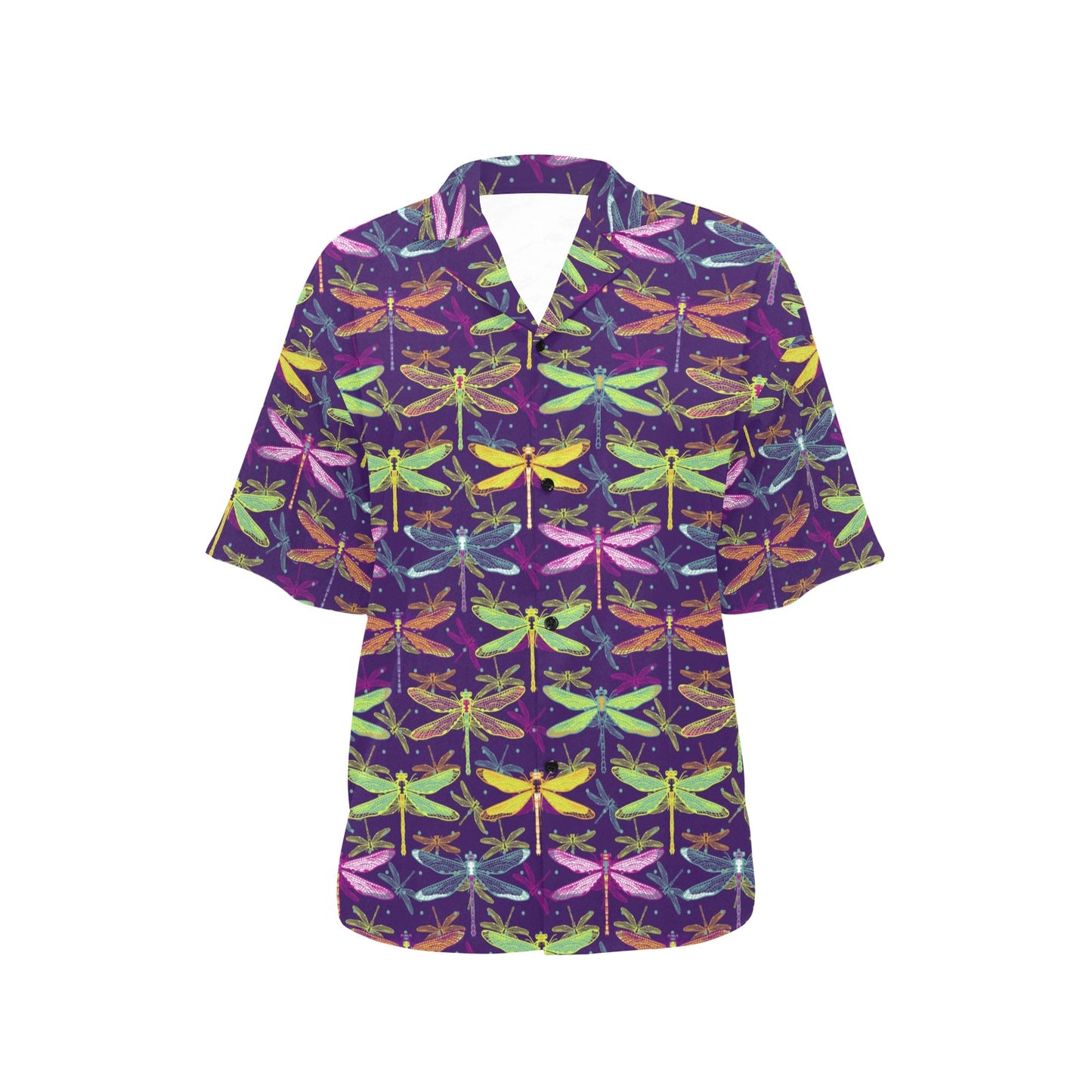 Dragonfly Neon Color Print Pattern Women's Hawaiian Shirt