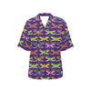 Dragonfly Neon Color Print Pattern Women's Hawaiian Shirt