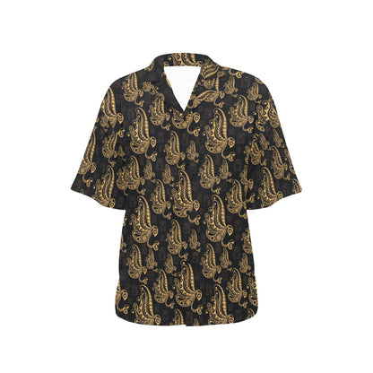Owl Tribal Polynesian Design Print Women's Hawaiian Shirt