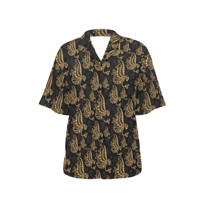 Owl Tribal Polynesian Design Print Women's Hawaiian Shirt