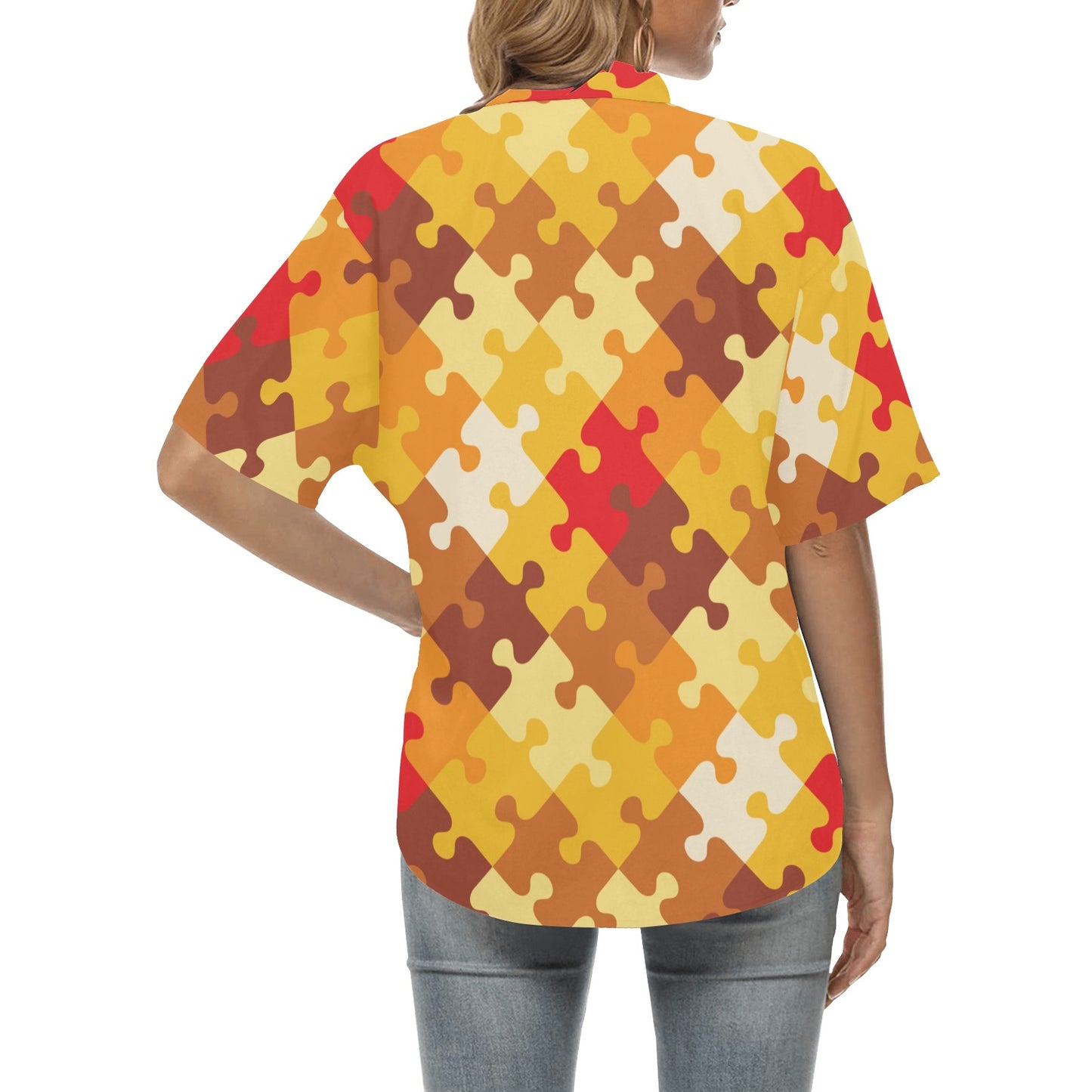 Puzzle Pattern Print Design A01 Women's Hawaiian Shirt