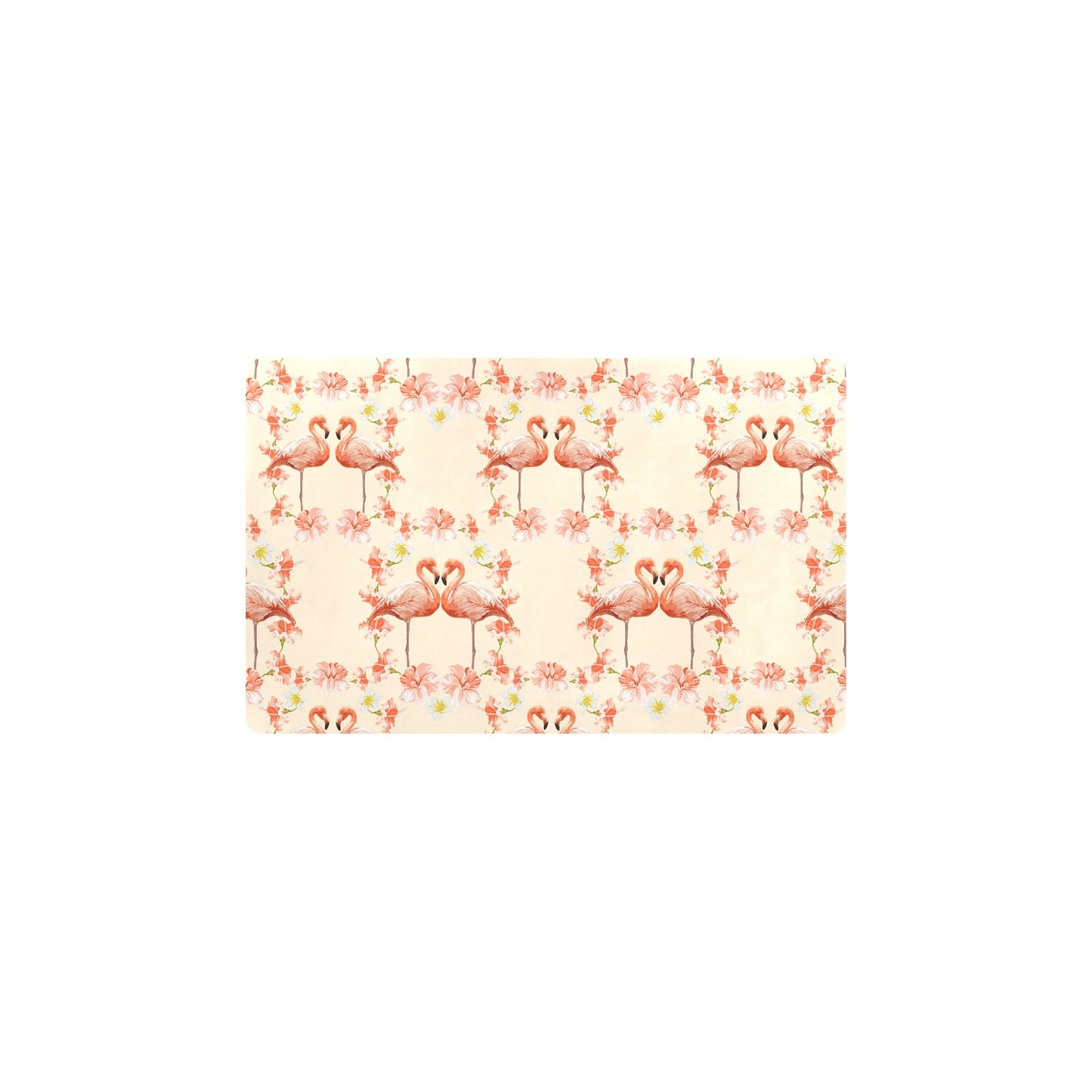 Flamingo Hibiscus Print Pattern Kitchen Mat