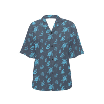 Sea Turtle Print Design LKS307 Women's Hawaiian Shirt