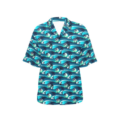 Beach Wave Design Print Women's Hawaiian Shirt