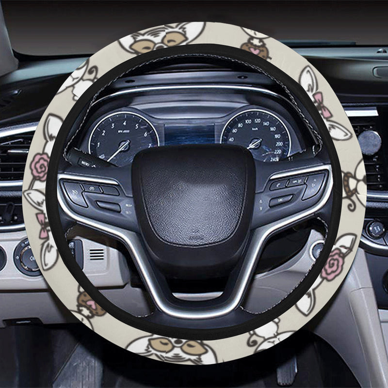 Chihuahua Pattern Print Design 02 Steering Wheel Cover with Elastic Edge