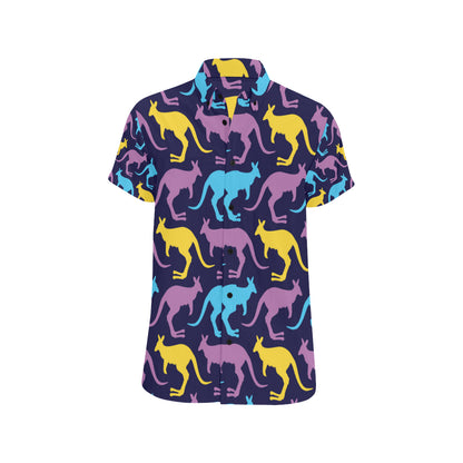 Kangaroos Pattern Print Design 02 Men's Short Sleeve Button Up Shirt