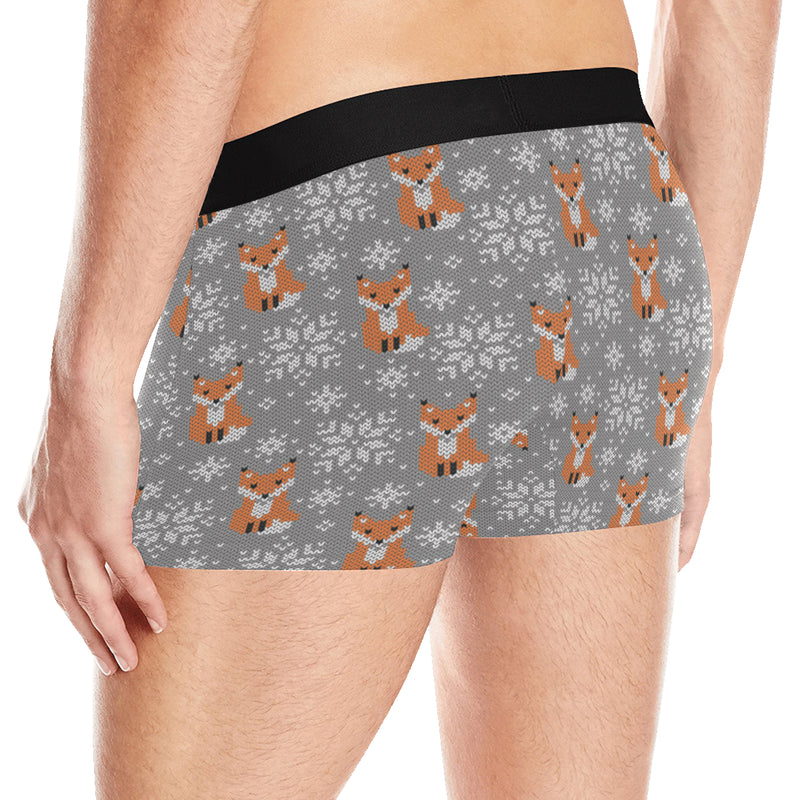 Knit Red Fox Pattern Print Design 02 Men's Boxer Briefs