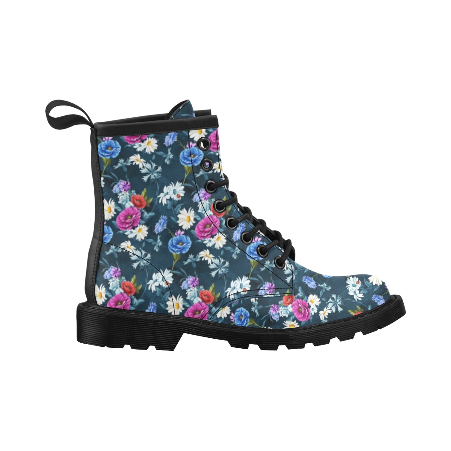 Floral Blue Themed Print Women's Boots