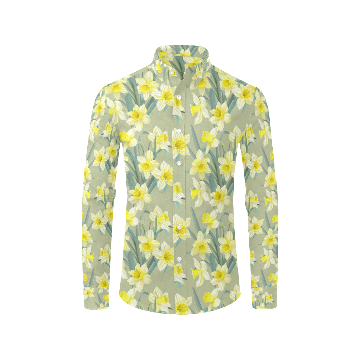Daffodils Pattern Print Design DF01 Men's Long Sleeve Shirt