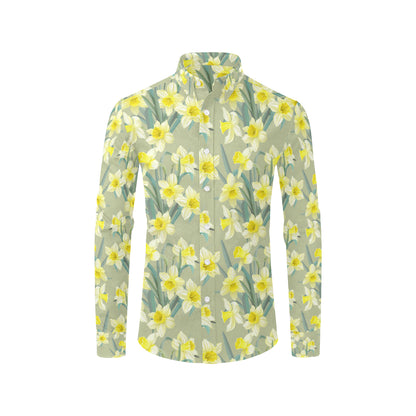 Daffodils Pattern Print Design DF01 Men's Long Sleeve Shirt