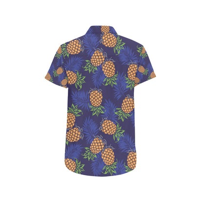Pineapple Pattern Print Design PP02 Men's Short Sleeve Button Up Shirt