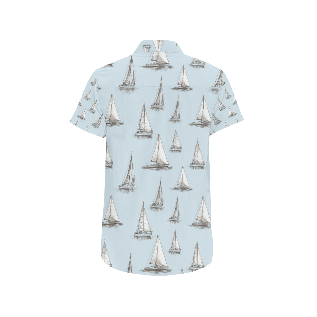 Sailing Ships Pattern Print Design A01 Men's Short Sleeve Button Up Shirt