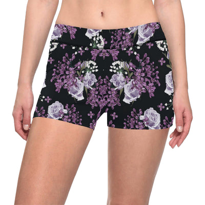 Lilac Pattern Print Design LI04 Yoga Shorts