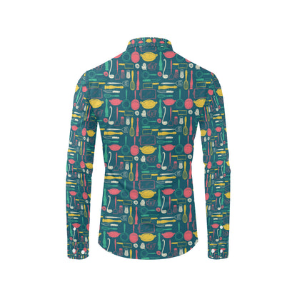 Cooking Kitchen Tools Pattern Print Design 01 Men's Long Sleeve Shirt