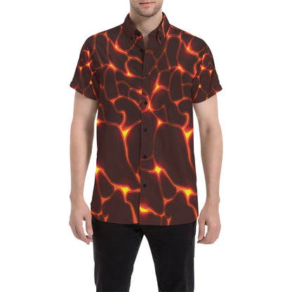 Lava Pattern Print Design 02 Men's Short Sleeve Button Up Shirt