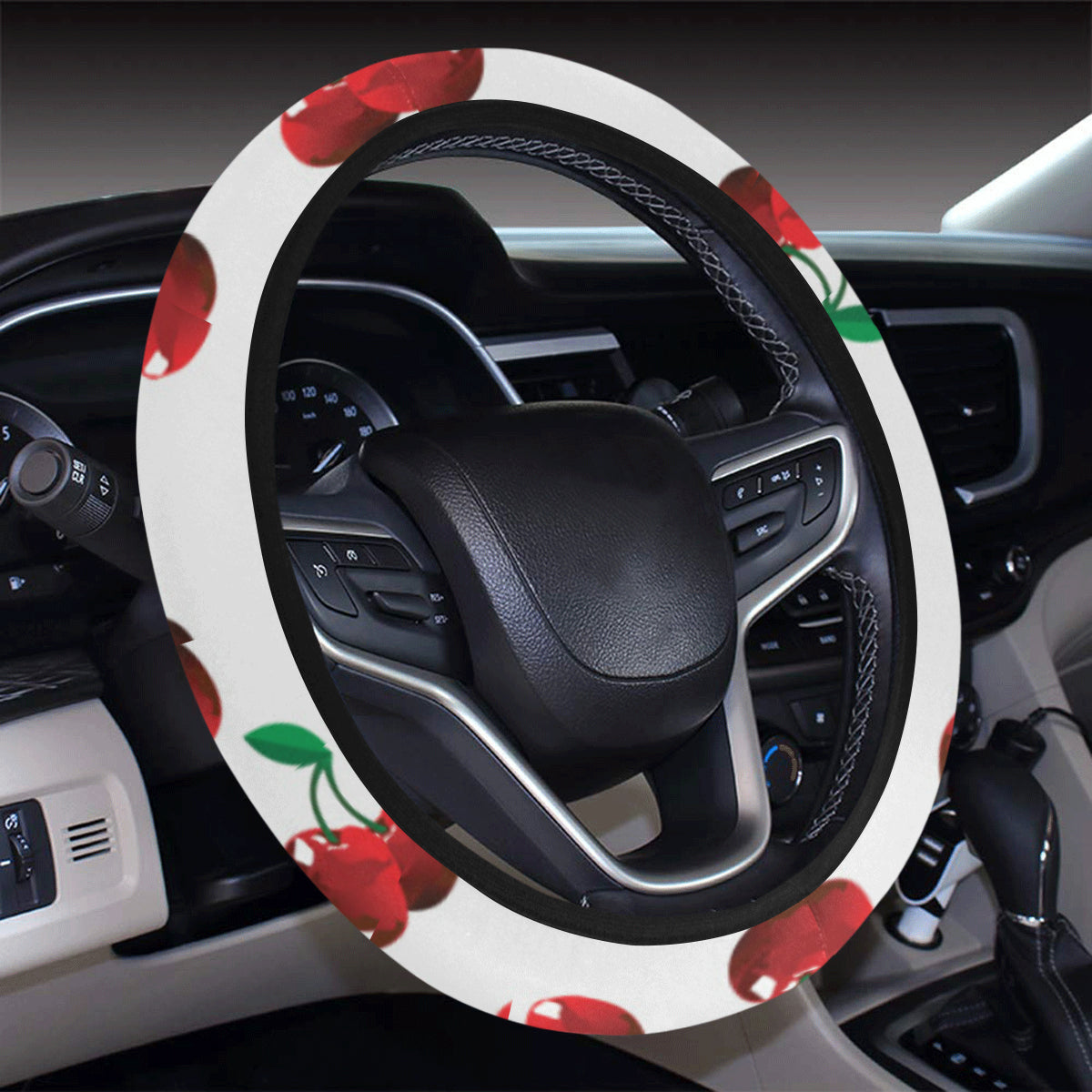 Cherry Pattern Print Design 01 Steering Wheel Cover with Elastic Edge