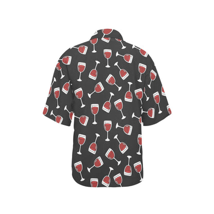 Wine Glass Print Design LKS303 Women's Hawaiian Shirt