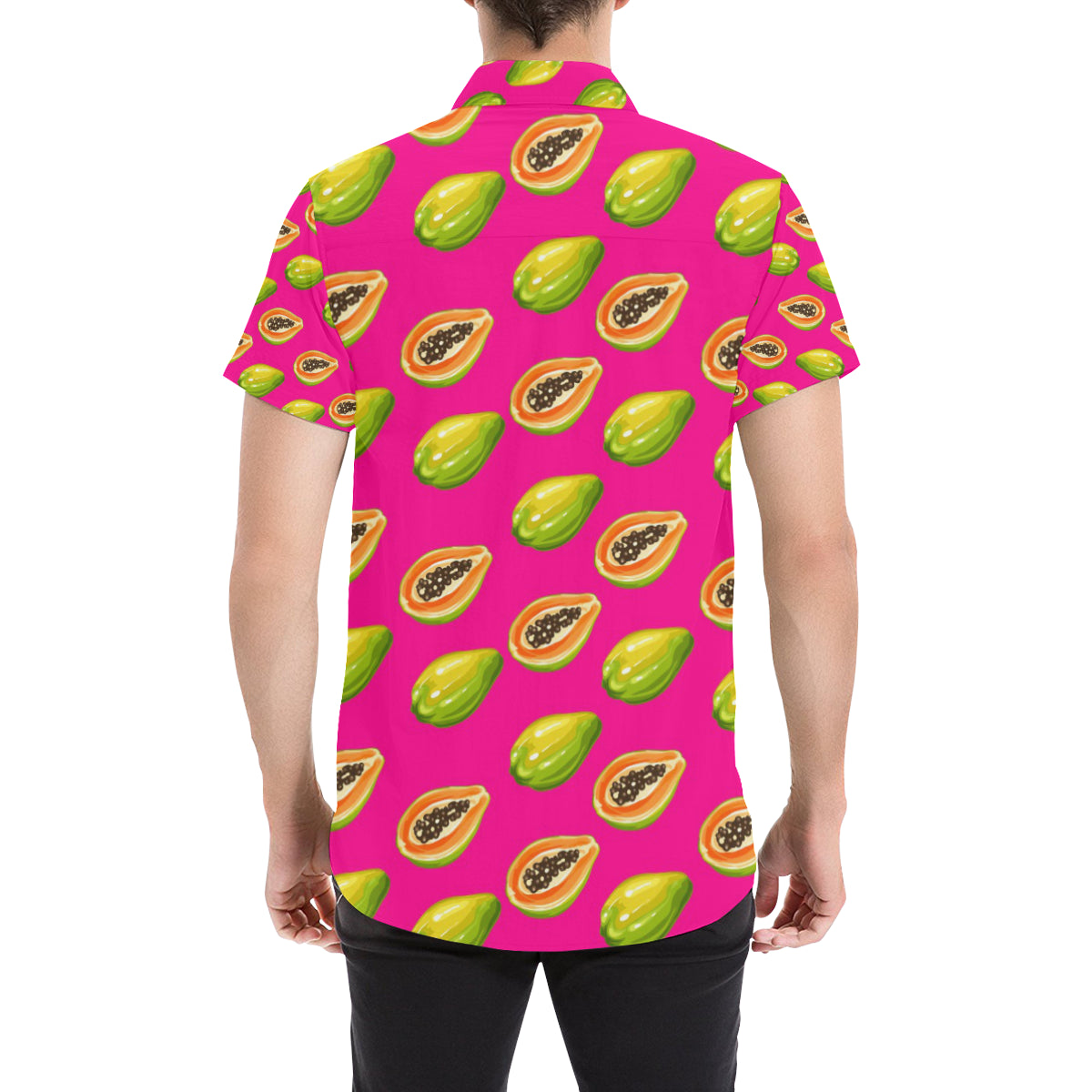 Papaya Pattern Print Design PP02 Men's Short Sleeve Button Up Shirt