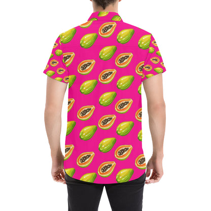 Papaya Pattern Print Design PP02 Men's Short Sleeve Button Up Shirt