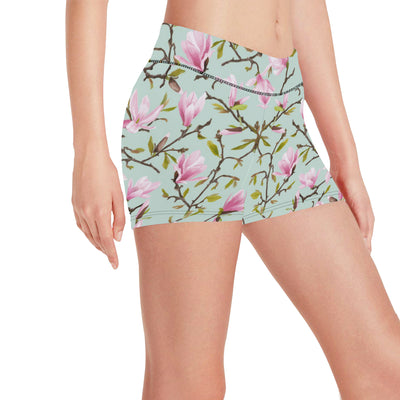 Magnolia Pattern Print Design MAG04 Yoga Shorts