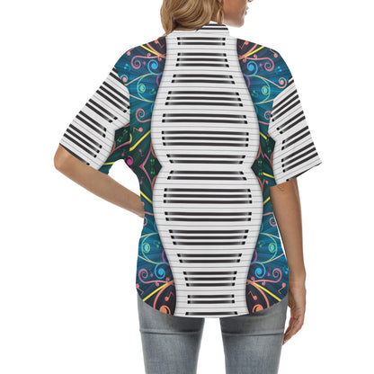 Piano Pattern Print Design 01 Women's Hawaiian Shirt