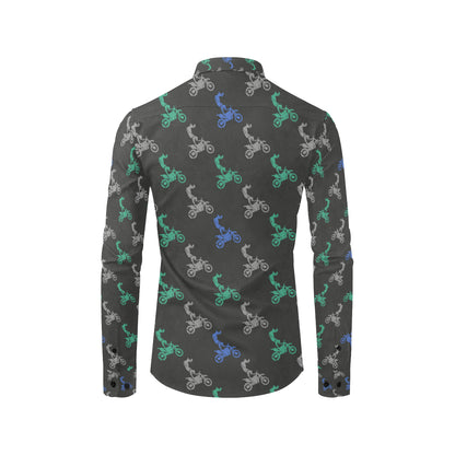 Motocross Pattern Print Design 02 Men's Long Sleeve Shirt