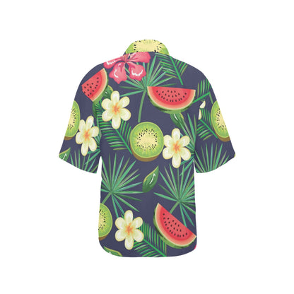 Tropical Fruits Pattern Print Design TF05 Women's Hawaiian Shirt