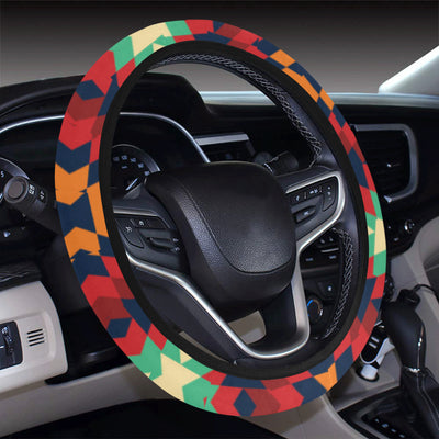 Native Pattern Print Design A07 Steering Wheel Cover with Elastic Edge