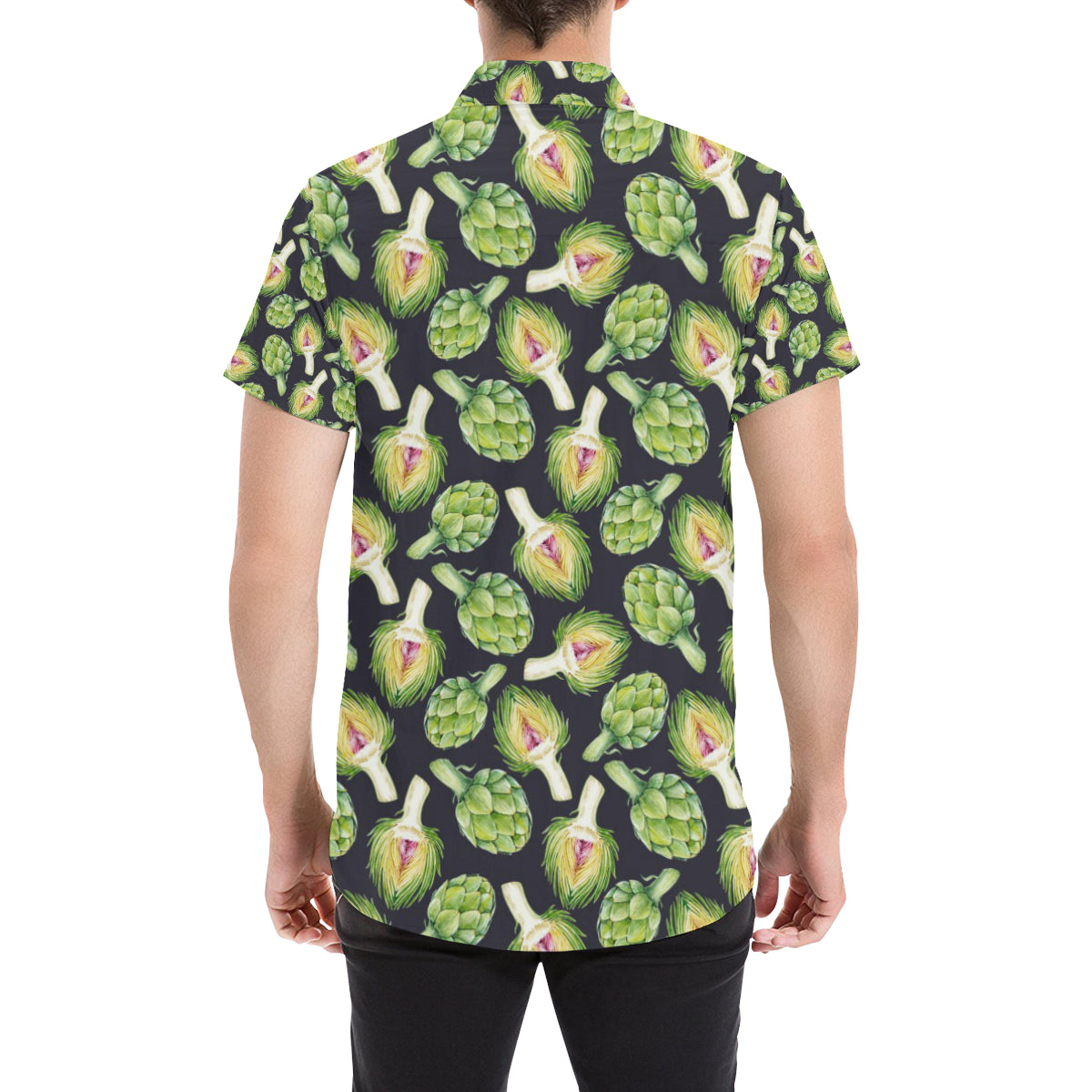 Artichoke Pattern Print Design 01 Men's Short Sleeve Button Up Shirt