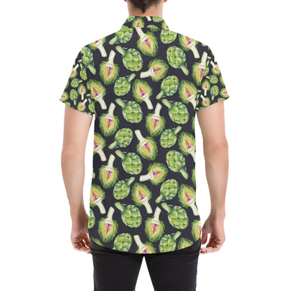 Artichoke Pattern Print Design 01 Men's Short Sleeve Button Up Shirt