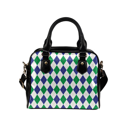 Argyle Green Blue Pattern Print Design 03 Shoulder Handbag