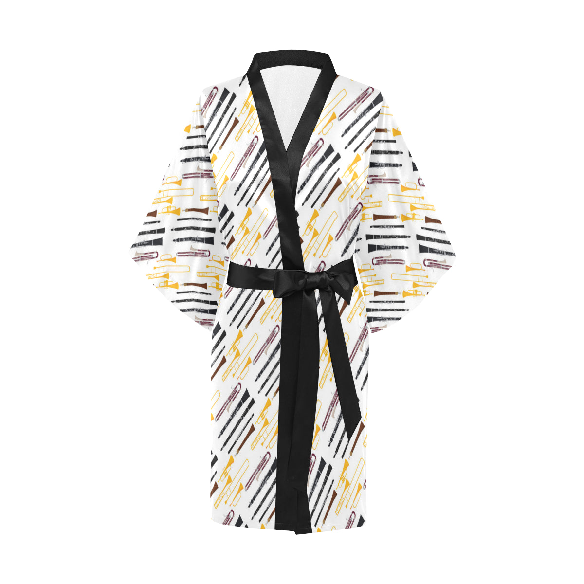 Clarinet Pattern Print Design 01 Women's Short Kimono