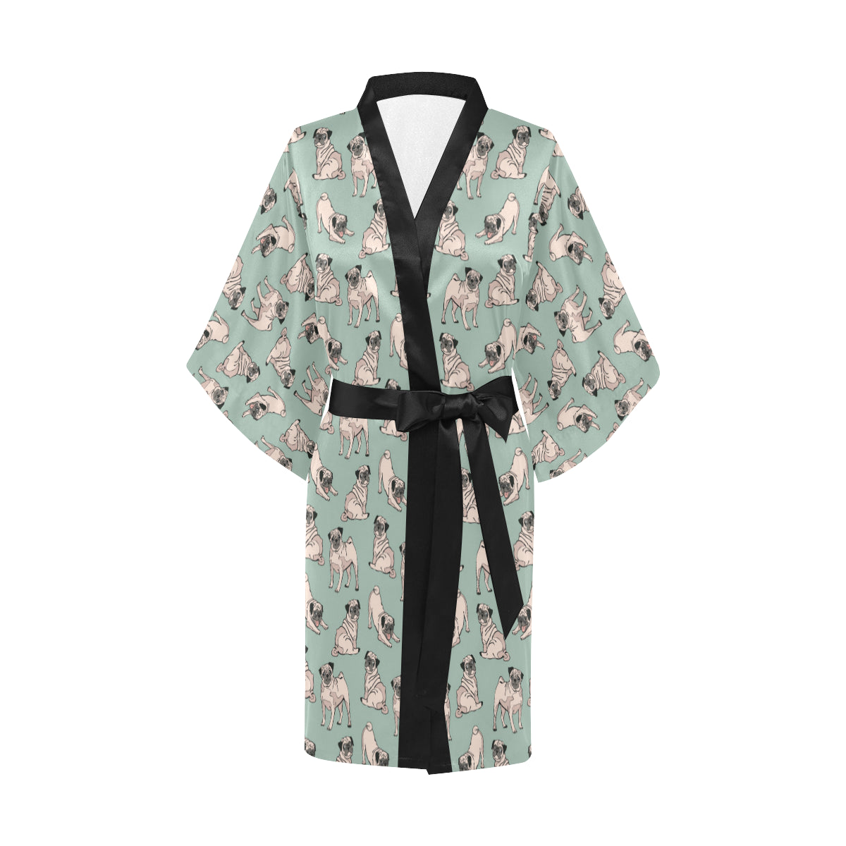 Pug Pattern Print Design A01 Women's Short Kimono