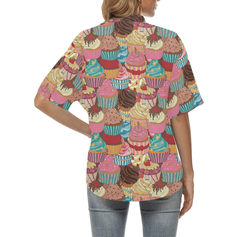 Cupcake Pattern Print Design CP01 Women's Hawaiian Shirt