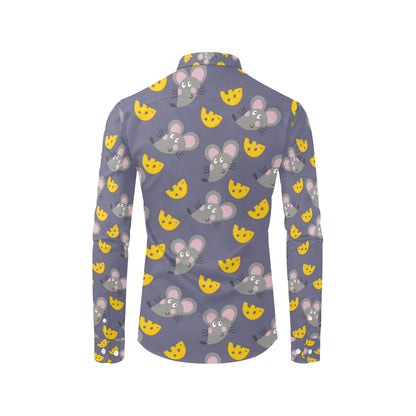 Rat With Cheese Pattern Print Design 01 Men's Long Sleeve Shirt
