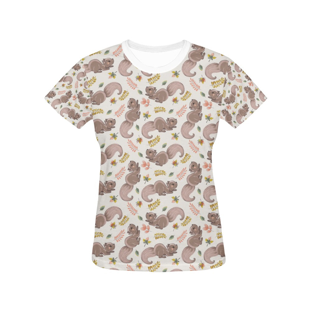 Squirrel Print Design LKS307 Women's  T-shirt