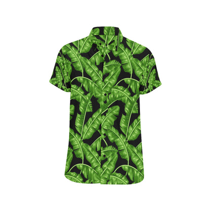 Banana Leaf Pattern Print Design BL01 Men's Short Sleeve Button Up Shirt