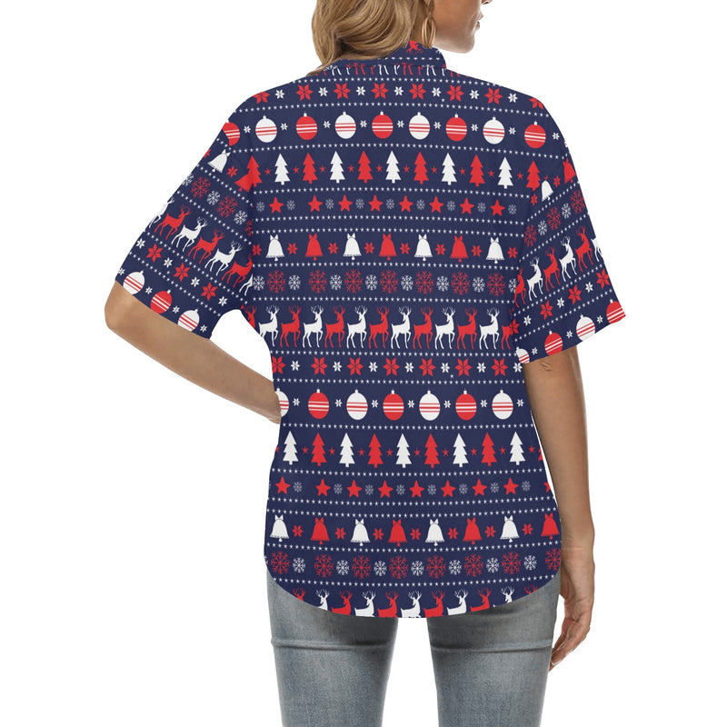 Reindeer Print Design LKS404 Women's Hawaiian Shirt