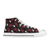 Skull With Red Dragon Print Design LKS304 High Top Women's White Shoes